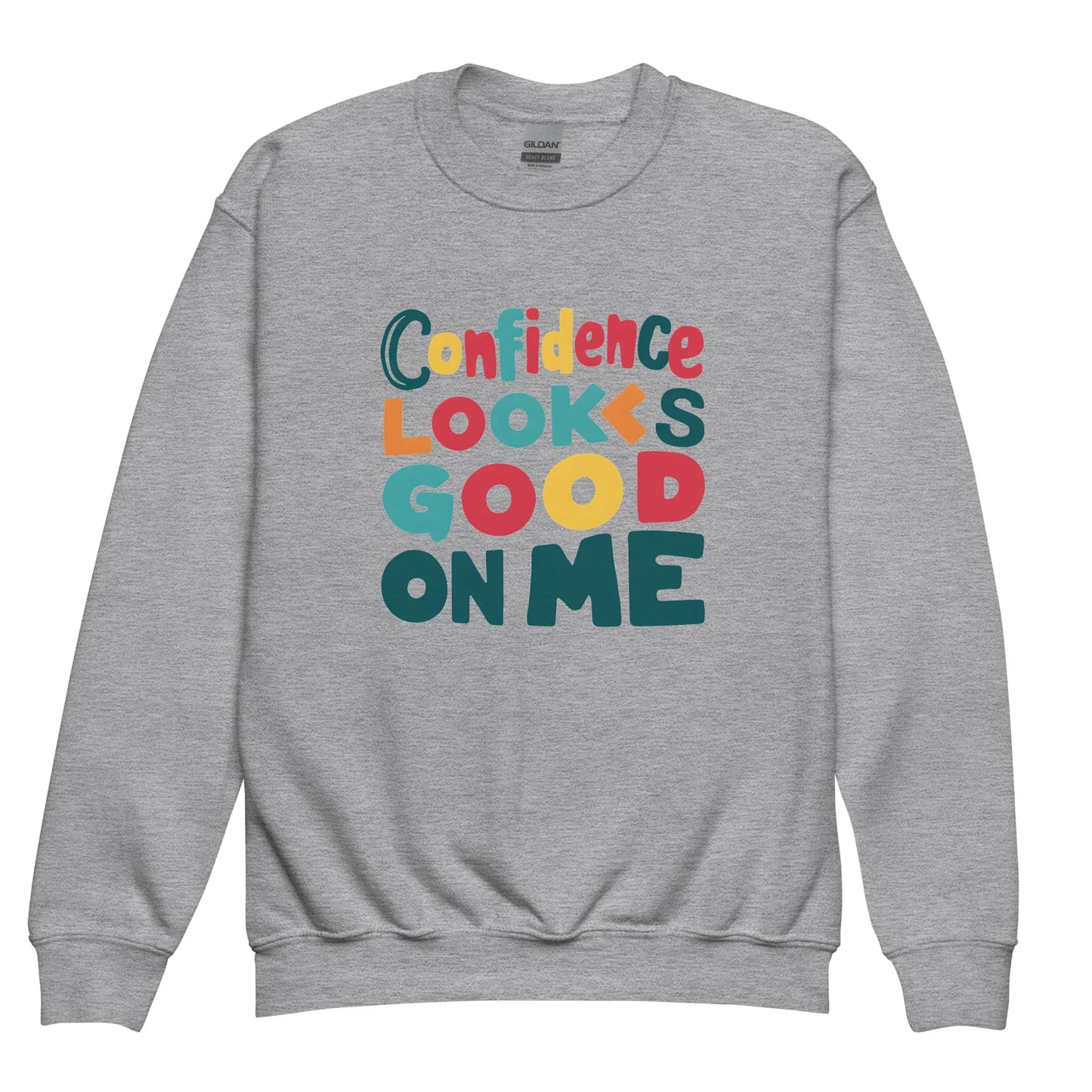 Confidence Looks Good On Me | Youth Crewneck Sweatshirt - AwRans Clothing