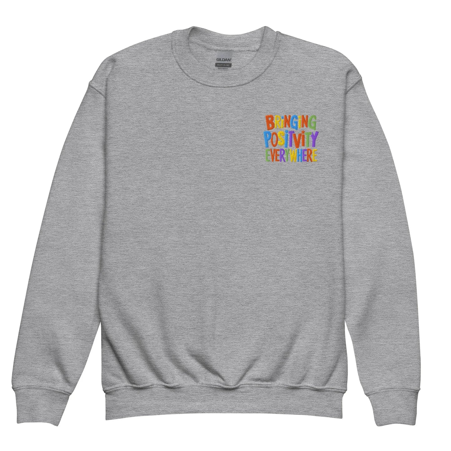 Bringing Positivity Everywhere | Youth Crewneck Embroidered Sweatshirt - AwRans Clothing