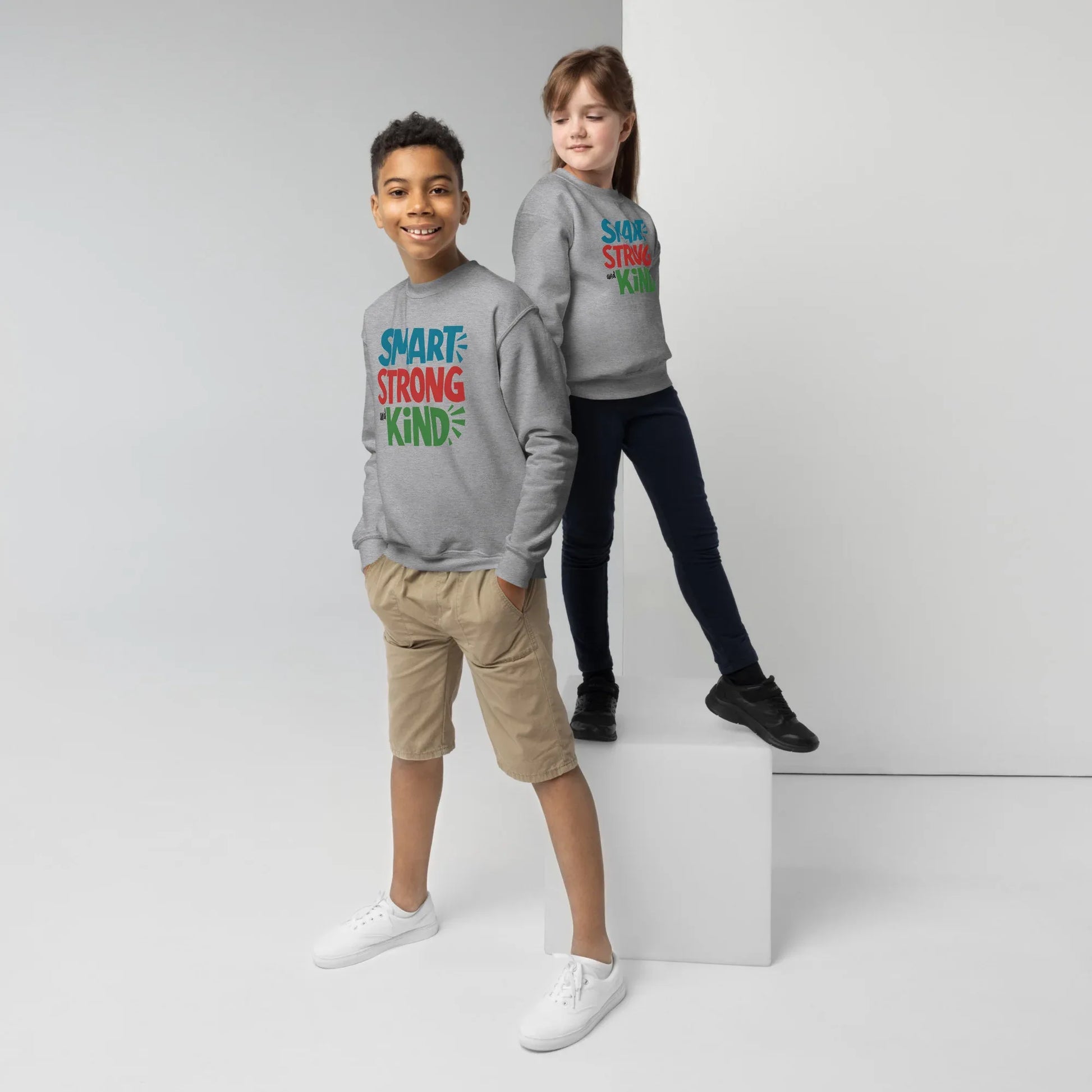 Smart, Strong And Kind | Youth Crewneck Sweatshirt - AwRans Clothing