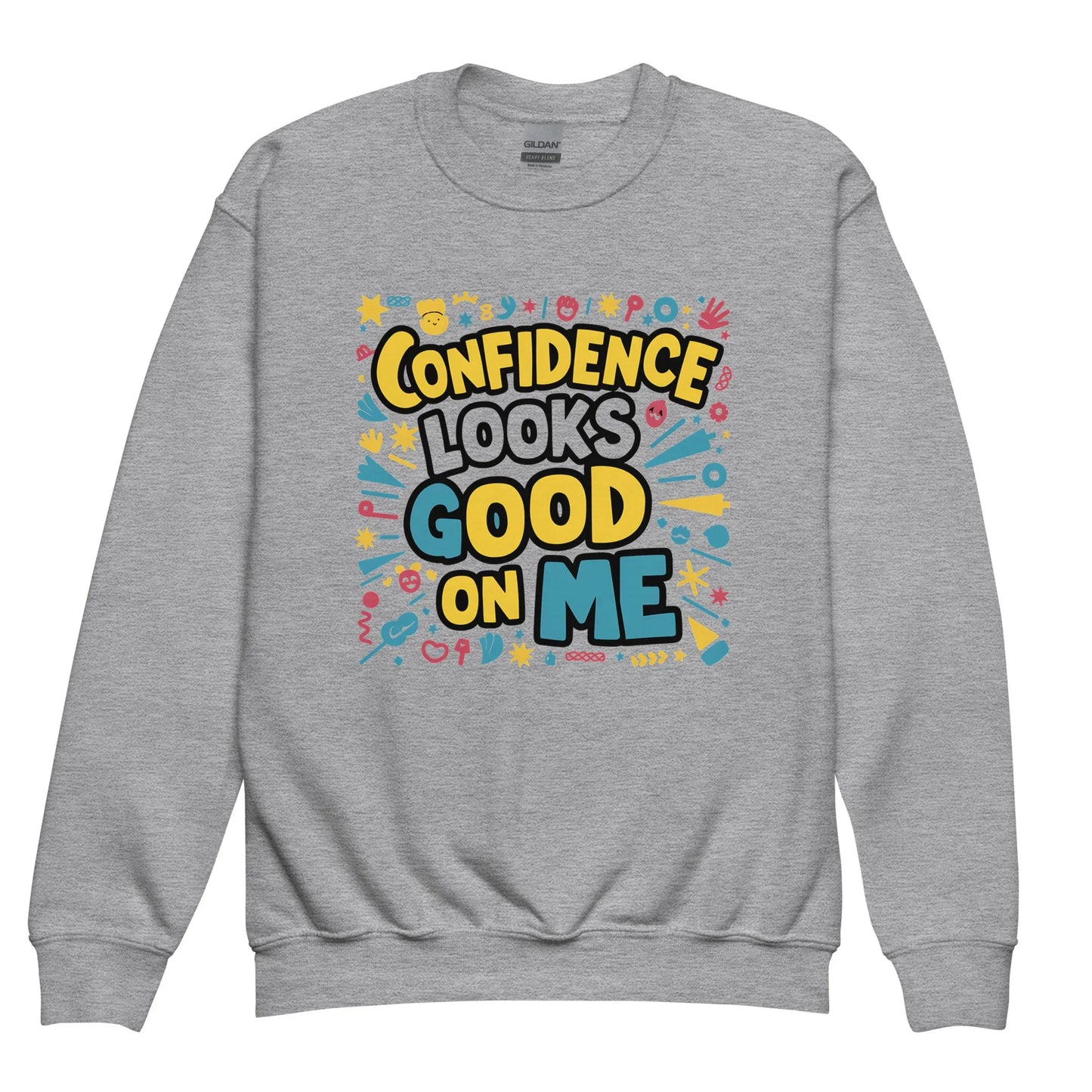 Confidence Looks Good On Me | Youth Crewneck Sweatshirt - AwRans Clothing