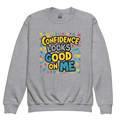 Confidence Looks Good On Me | Youth Crewneck Sweatshirt - AwRans Clothing