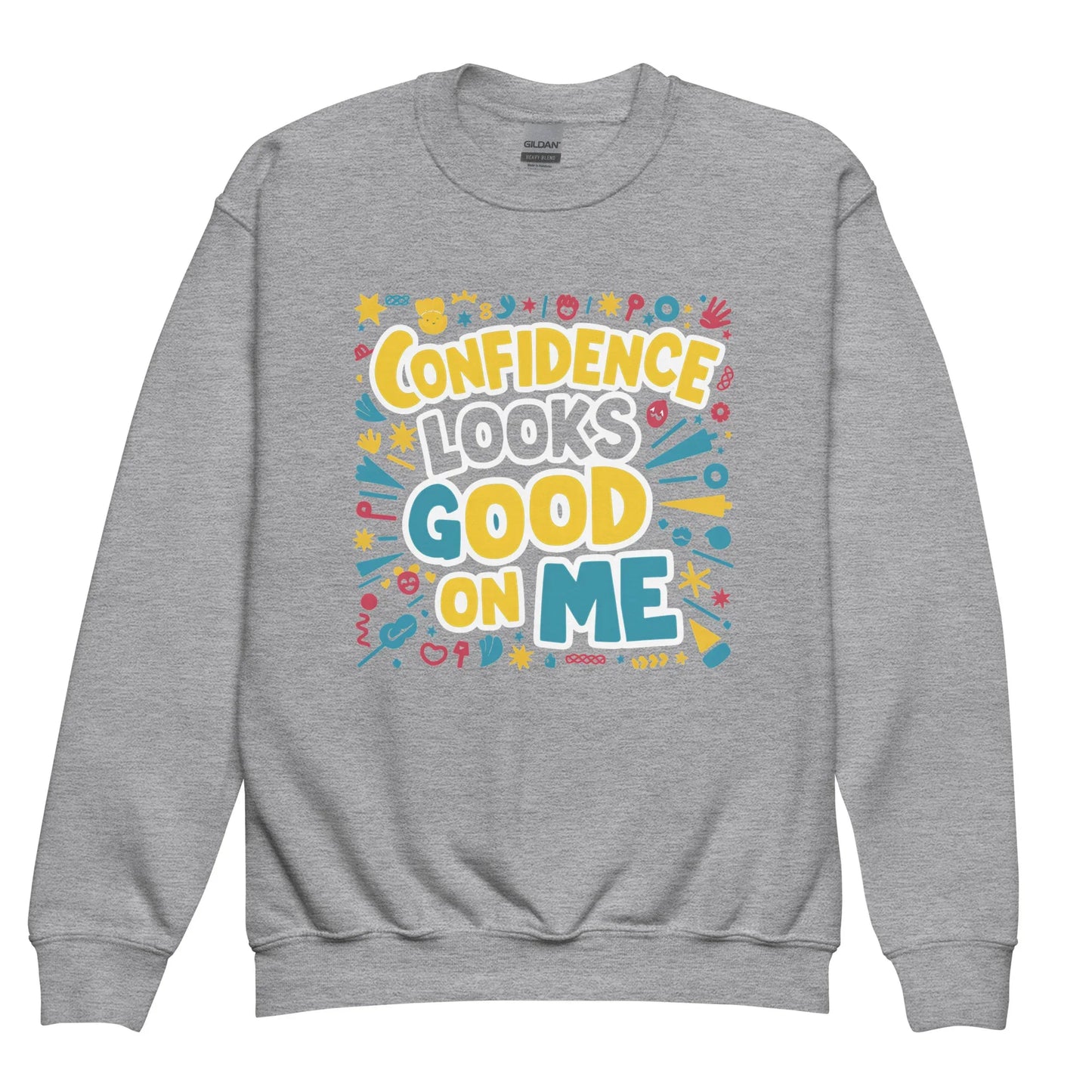 Confidence Looks Good On Me | Youth Crewneck Sweatshirt - AwRans Clothing