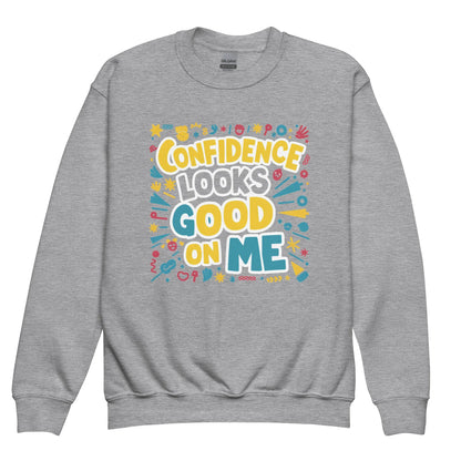Confidence Looks Good On Me | Youth Crewneck Sweatshirt - AwRans Clothing