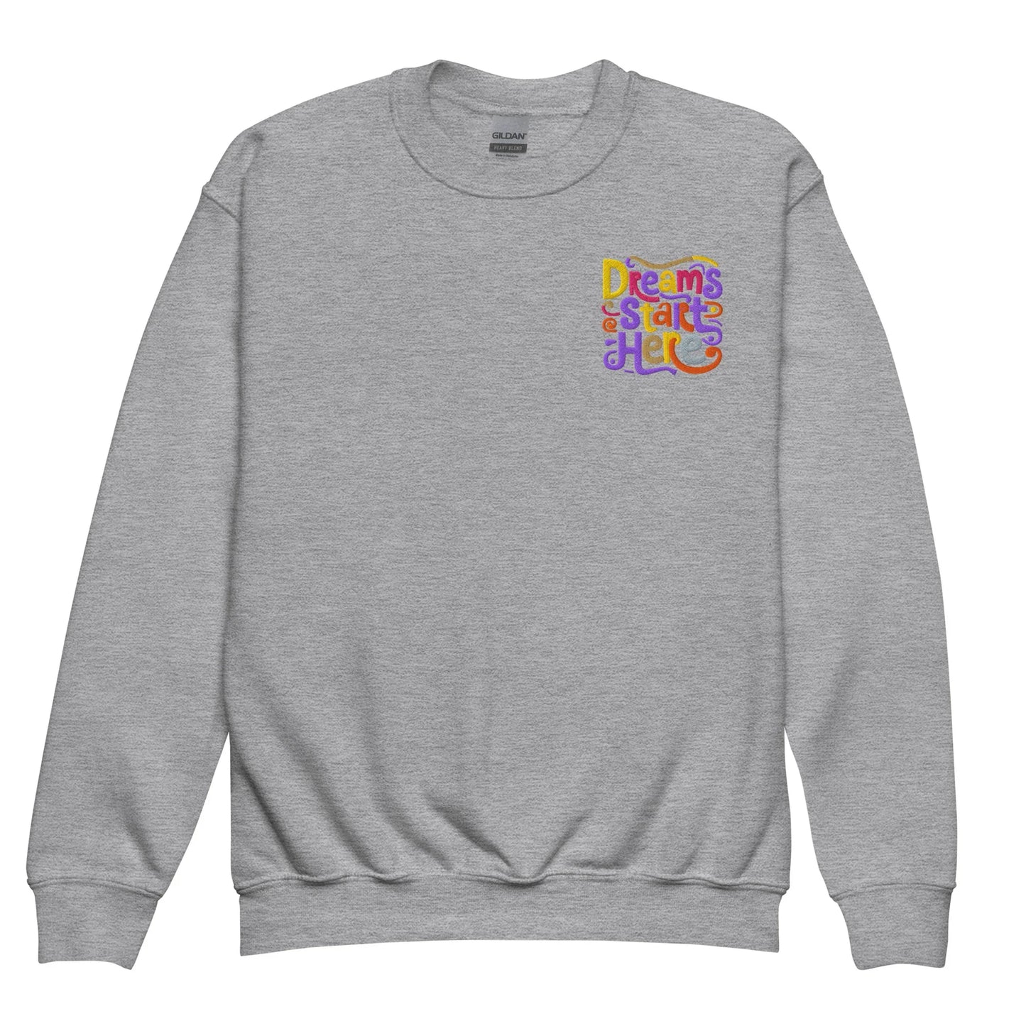 Dreams Start Here | Youth Crewneck Embroidered Sweatshirt - AwRans Clothing