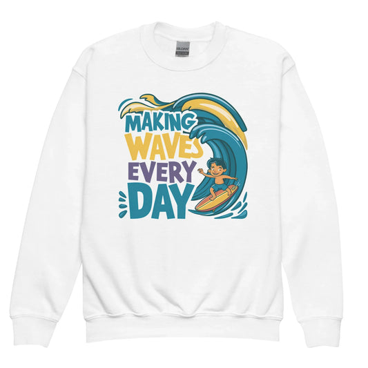 Making Waves Everyday | Youth Crewneck Sweatshirt - AwRans Clothing