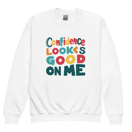 Confidence Looks Good On Me | Youth Crewneck Sweatshirt - AwRans Clothing