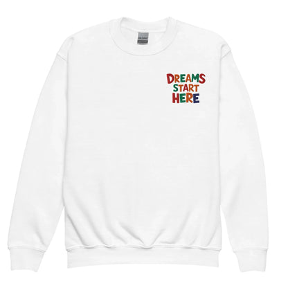 Dreams Start Here | Youth Crewneck Embroidered Sweatshirt - AwRans Clothing