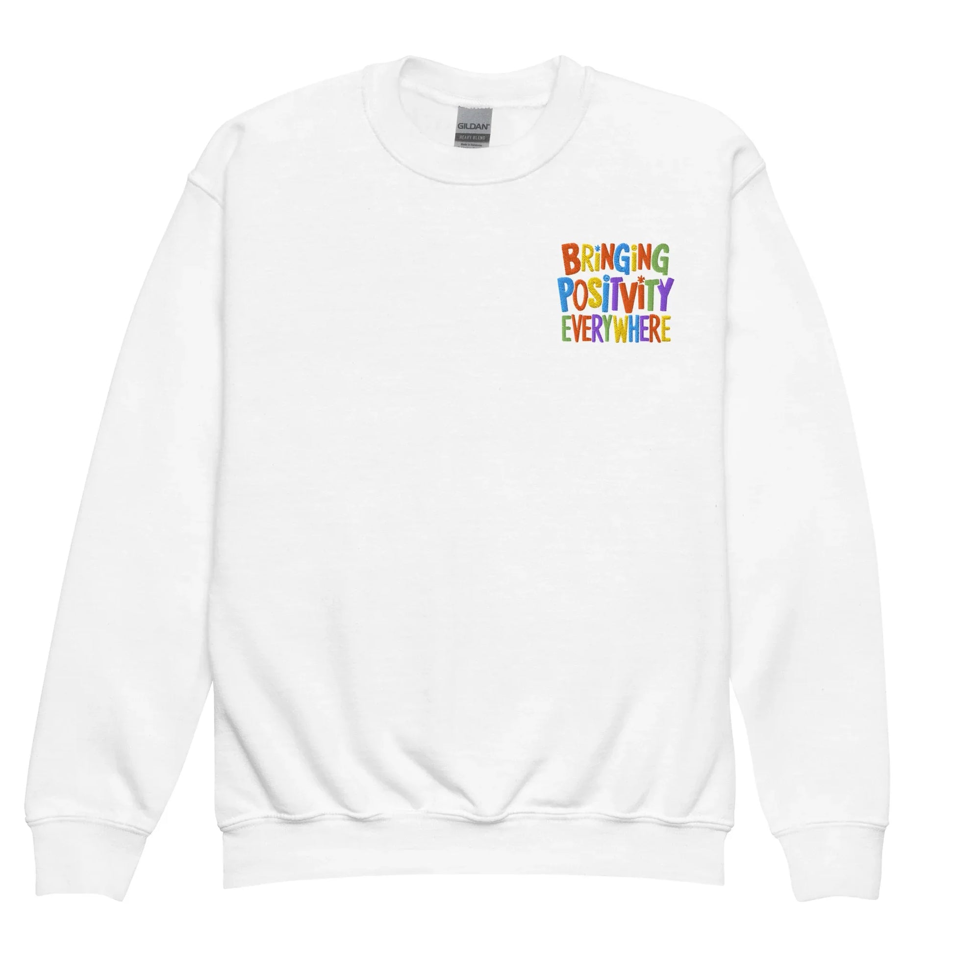 Bringing Positivity Everywhere | Youth Crewneck Embroidered Sweatshirt - AwRans Clothing