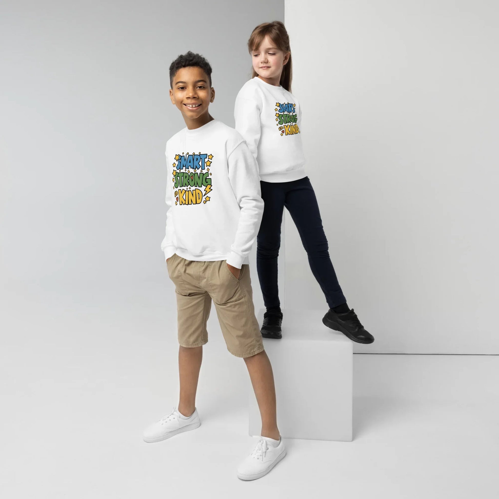 Smart, Strong And Kind | Youth Crewneck Sweatshirt - AwRans Clothing