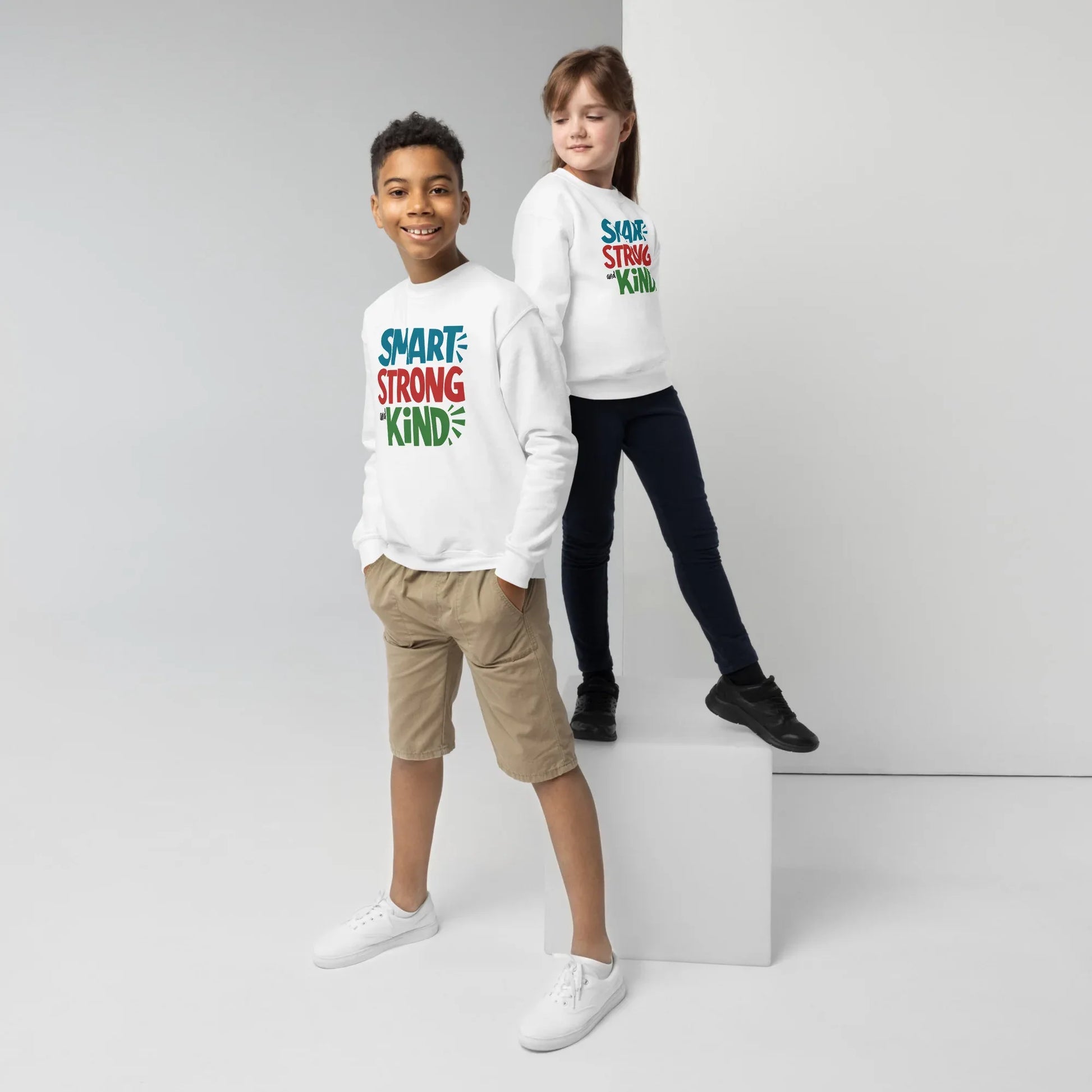 Smart, Strong And Kind | Youth Crewneck Sweatshirt - AwRans Clothing