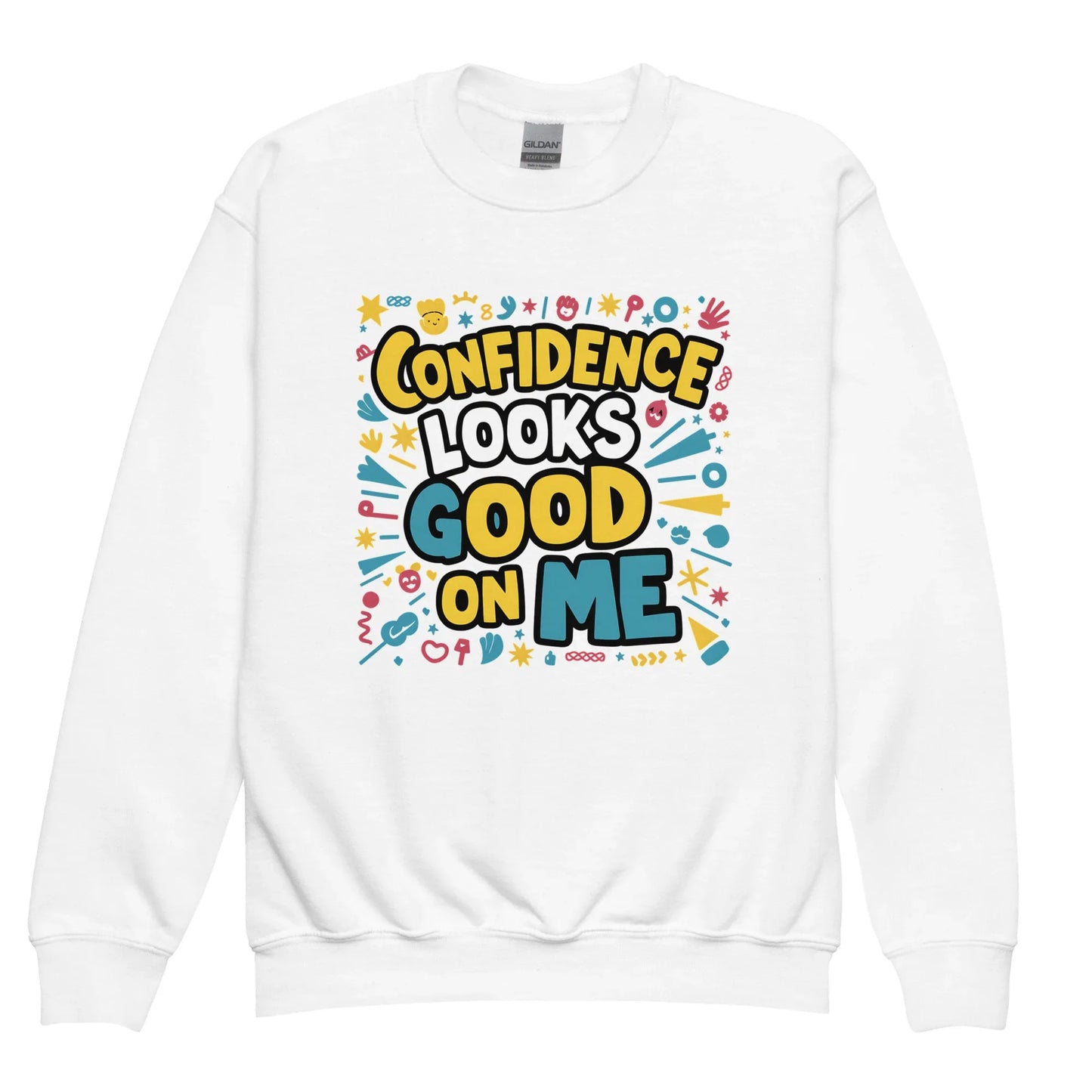 Confidence Looks Good On Me | Youth Crewneck Sweatshirt - AwRans Clothing