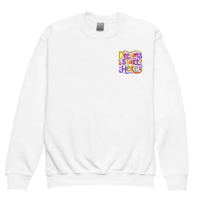 Dreams Start Here | Youth Crewneck Embroidered Sweatshirt - AwRans Clothing
