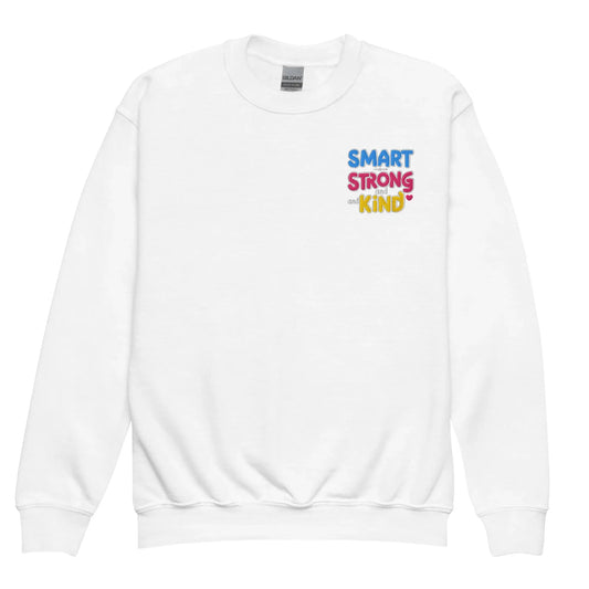 Smart Strong And Kind | Youth Crewneck Embroidered Sweatshirt - AwRans Clothing