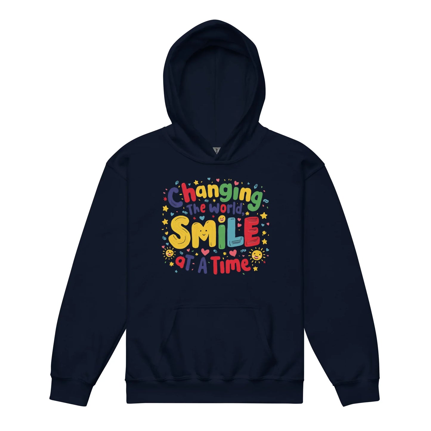 Changing The World Smile At A Time | Youth Heavy Blend Hoodie - AwRans Clothing
