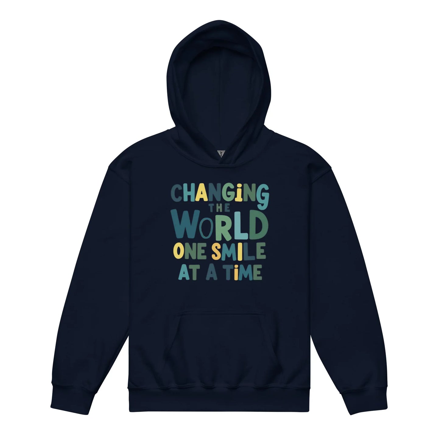 Changing The World Smile At A Time | Youth Heavy Blend Hoodie - AwRans Clothing