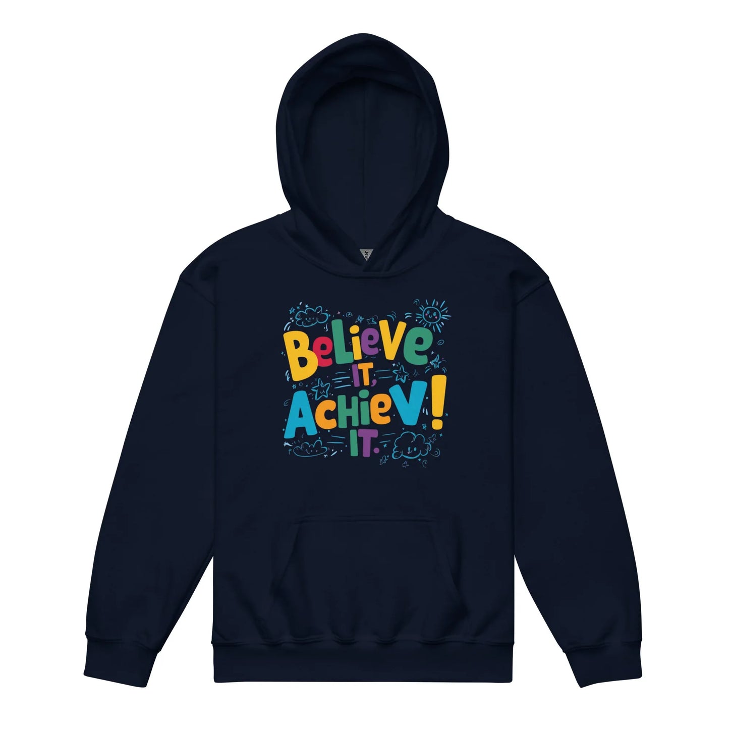 Believe It Achieve It | Youth Heavy Blend Hoodie - AwRans Clothing