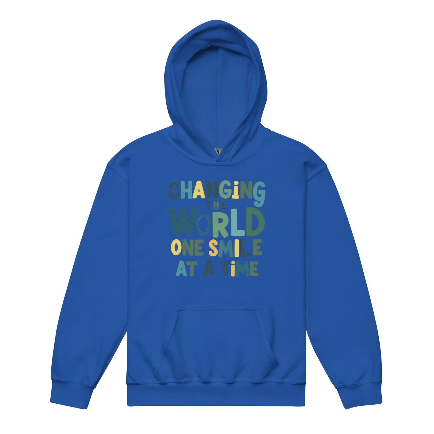 Changing The World Smile At A Time | Youth Heavy Blend Hoodie - AwRans Clothing