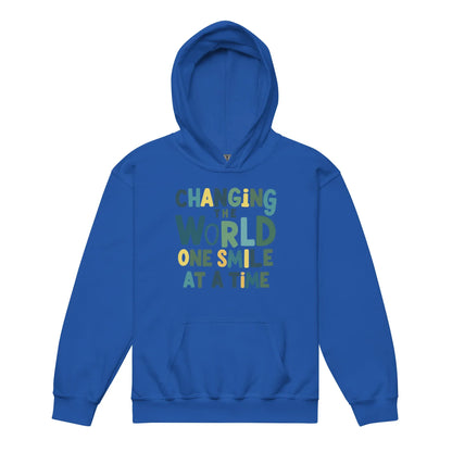 Changing The World Smile At A Time | Youth Heavy Blend Hoodie - AwRans Clothing