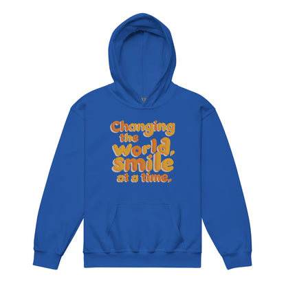 Changing The World Smile At A Time | Youth Heavy Blend Hoodie - AwRans Clothing