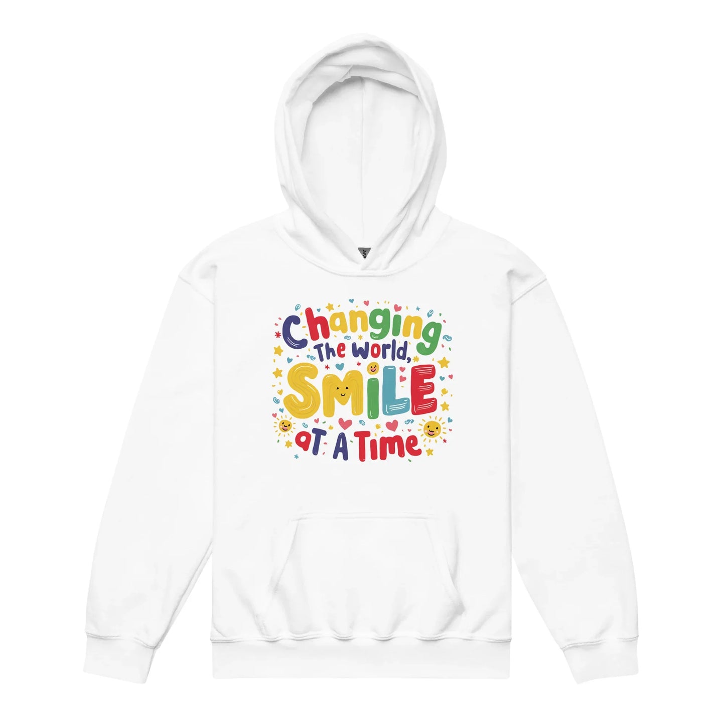 Changing The World Smile At A Time | Youth Heavy Blend Hoodie - AwRans Clothing