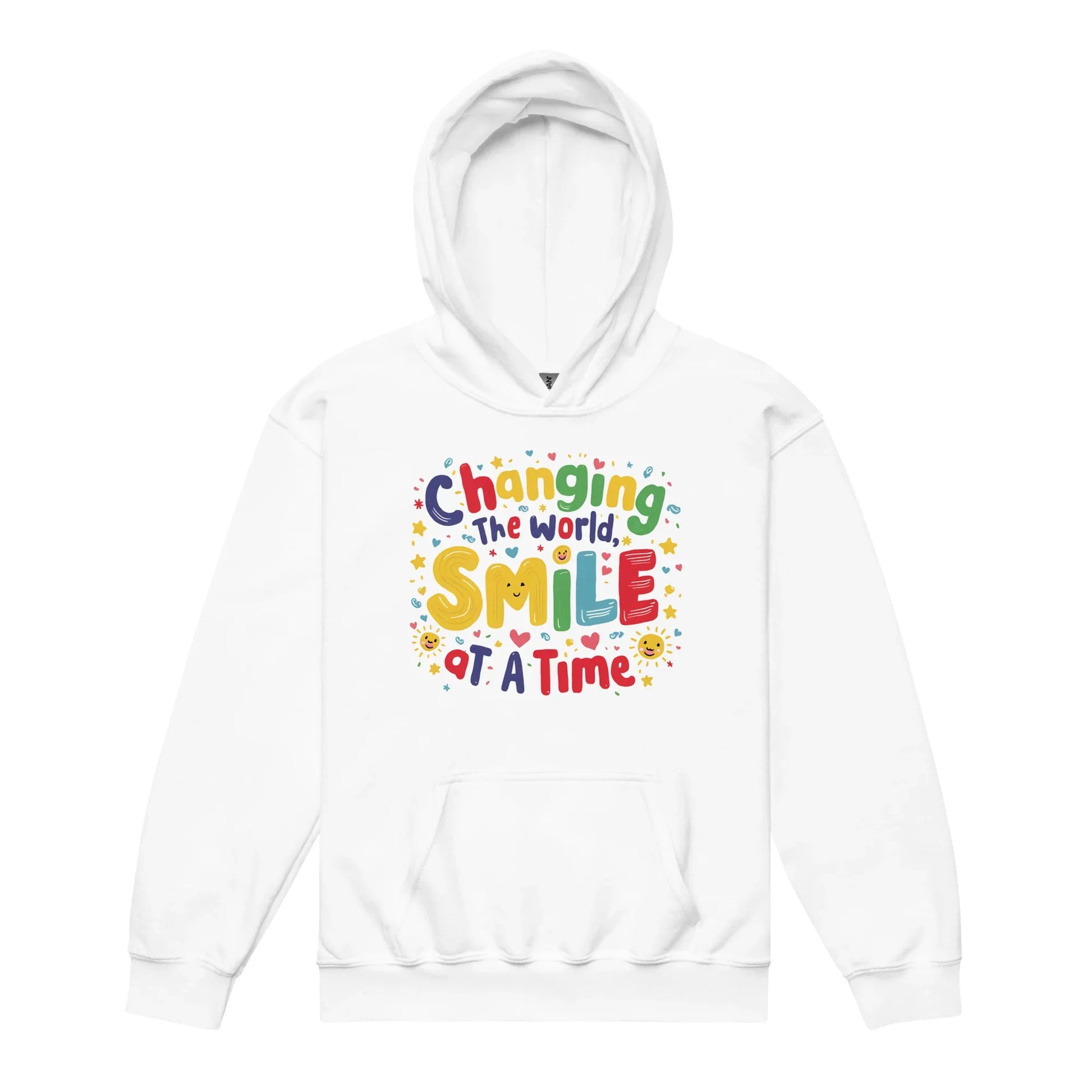 Changing The World Smile At A Time | Youth Heavy Blend Hoodie - AwRans Clothing