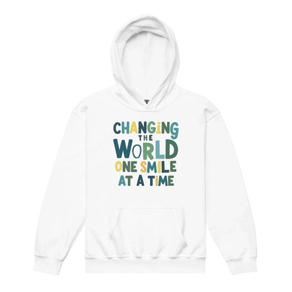 Changing The World Smile At A Time | Youth Heavy Blend Hoodie - AwRans Clothing