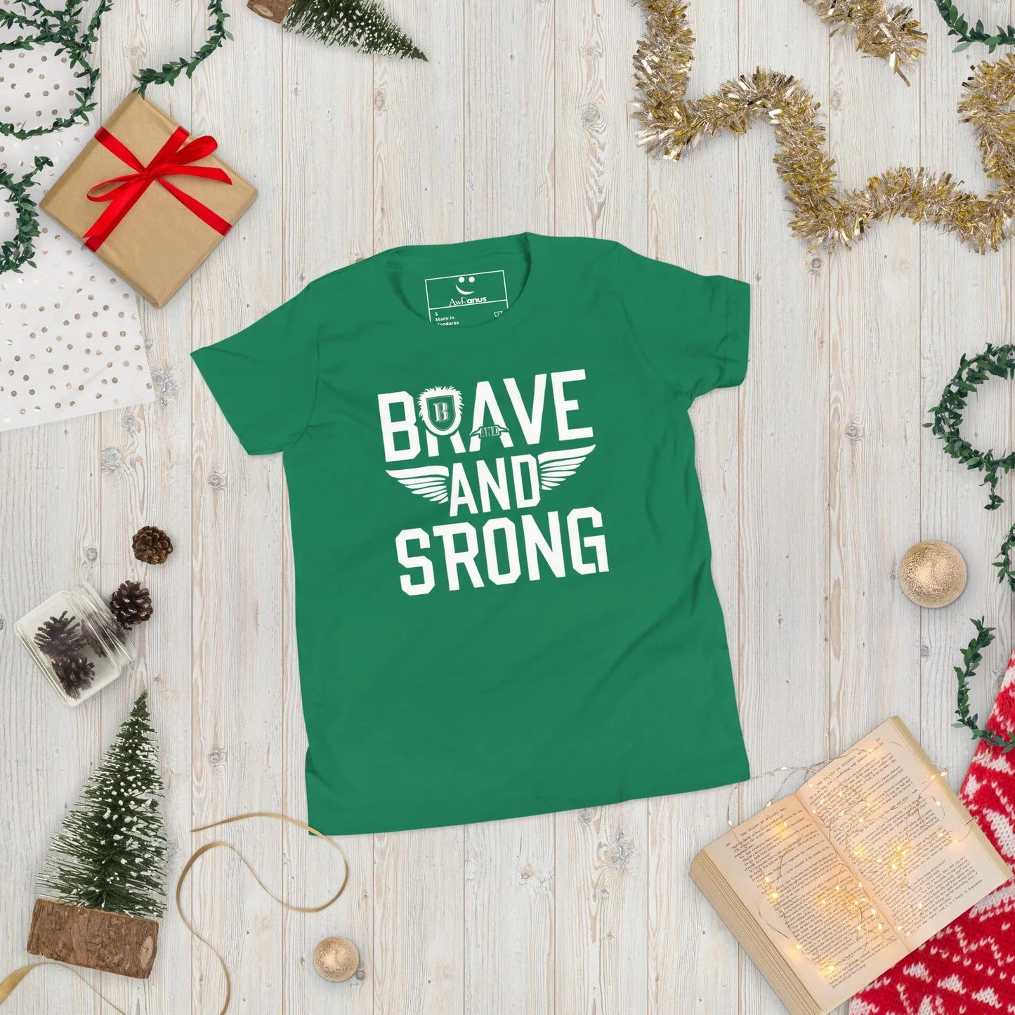 Youth Short Sleeve | Brave And Strong - T-Shirt - AwRans Clothing