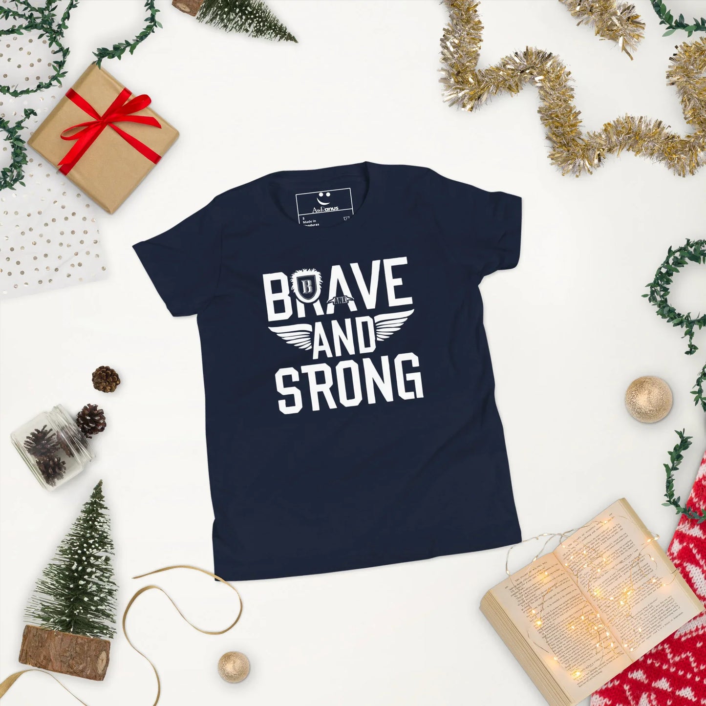 Youth Short Sleeve | Brave And Strong - T-Shirt - AwRans Clothing
